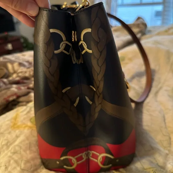 Lauren Ralph Lauren Leather Blue and Red Women's Bag - Picture 10 of 16